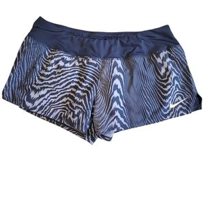 Nike Dri-FIT Running Shorts Large Navy Blue Abstract Zebra Print Lined Athletic